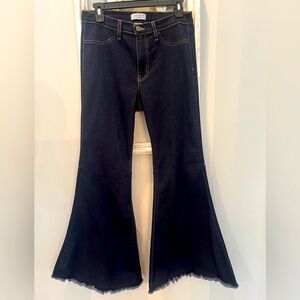 Judy Blue Jeans Womens 11 / 30 High Waist Super Flare Raw Hem Bell Bottom EUC